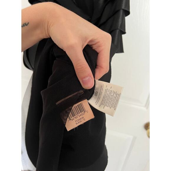 BCBGMaxazria Black Satin Y2K Whimsygoth Halter Cocktail Dress - Picture 7 of 7